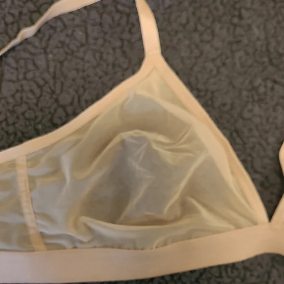 Tan Sheer Bralette with Adjustable Straps. - Picture 4 of 10